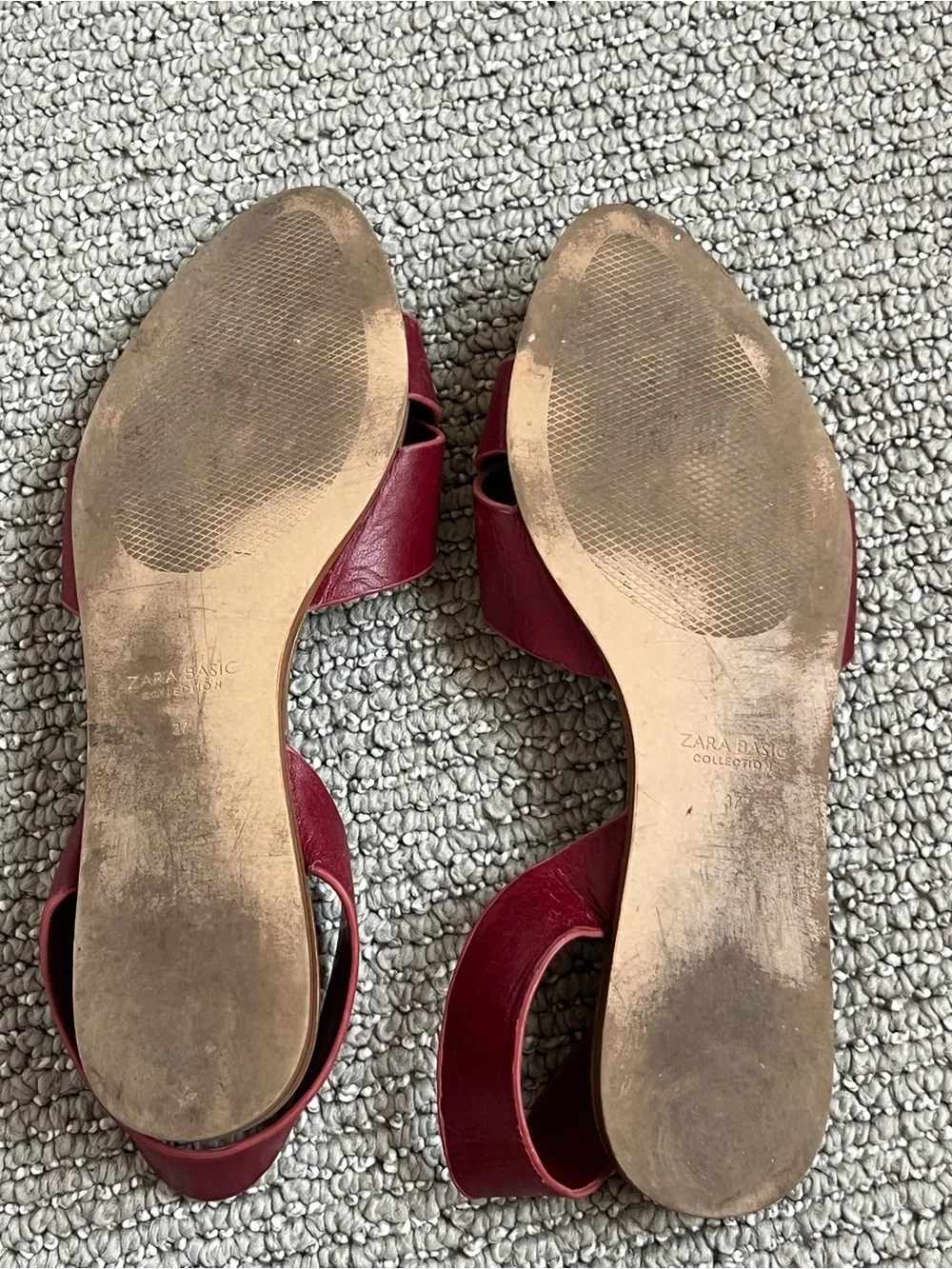 Women's Zara Red Leather Slingback Sandals - Picture 6 of 6